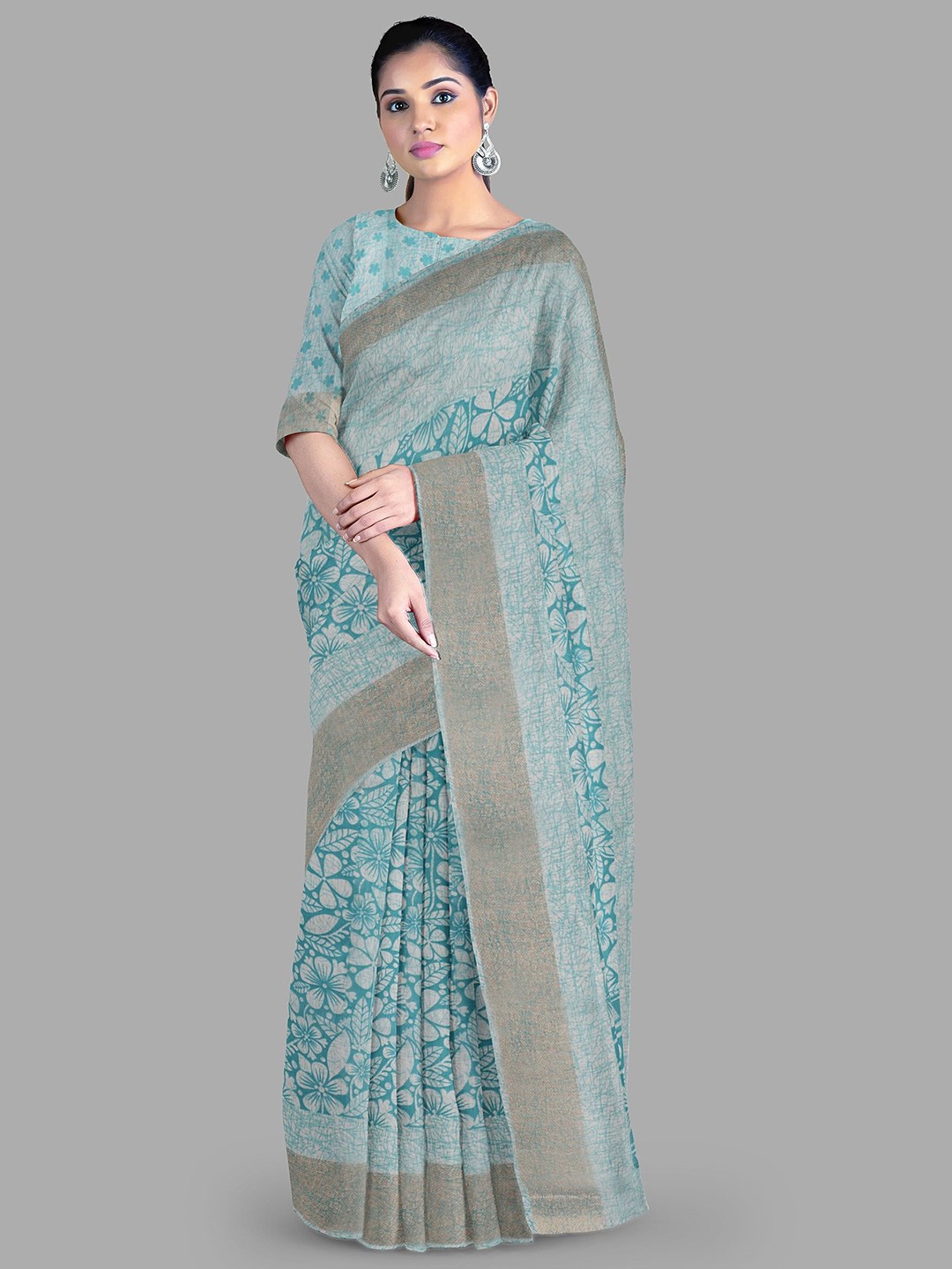 

The Chennai Silks Floral Gadwal Saree, Green