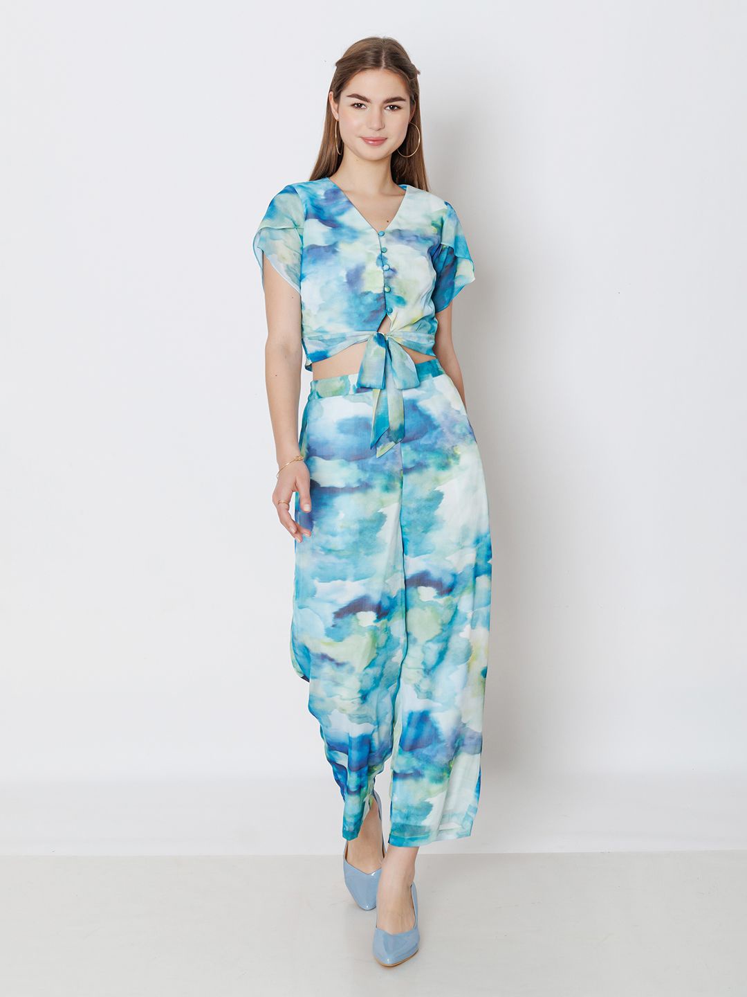 

Zink London Floral Print Maxi Longline Top, Blue