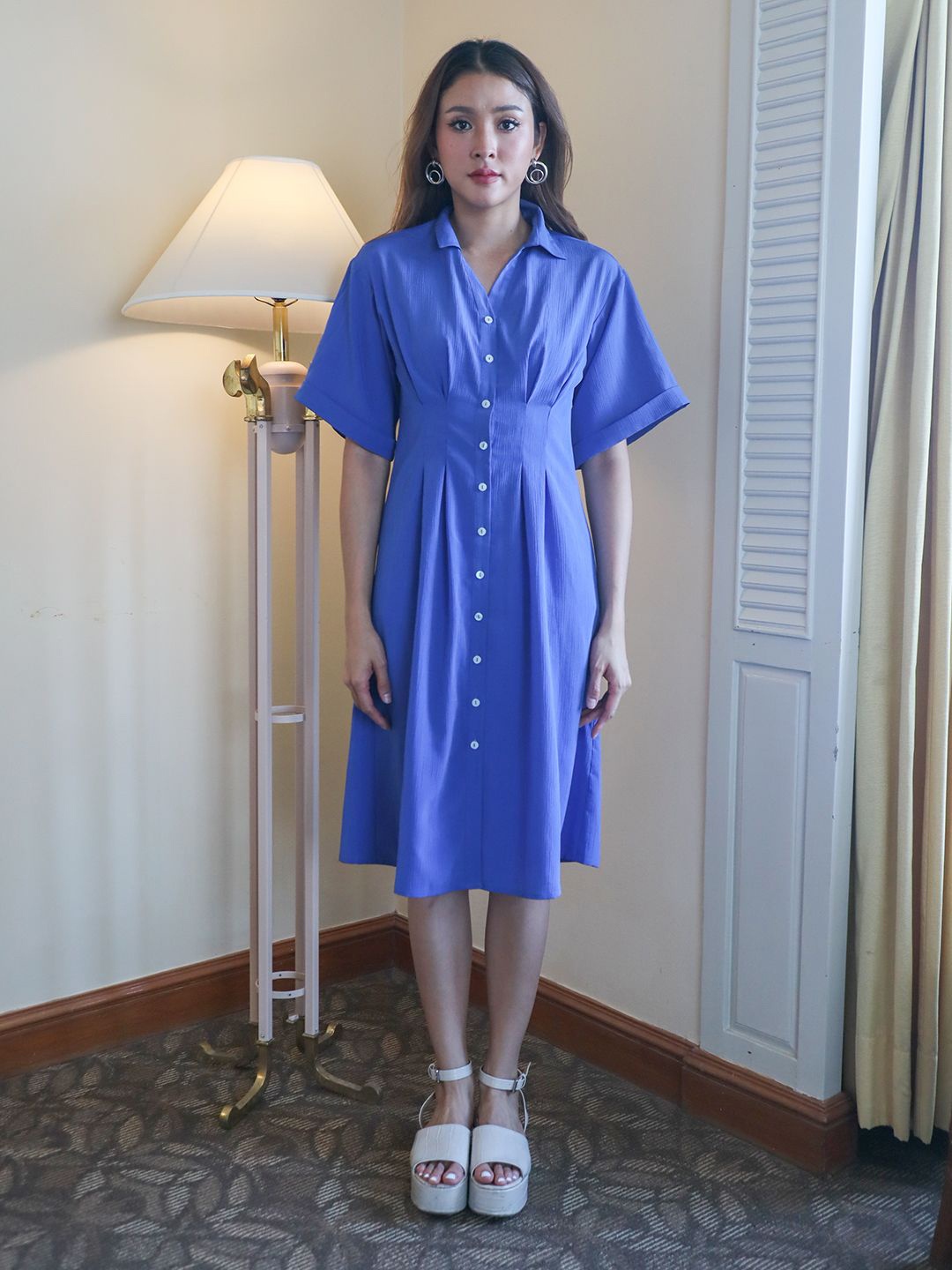 

Zink London Textured Shirt Dress, Blue