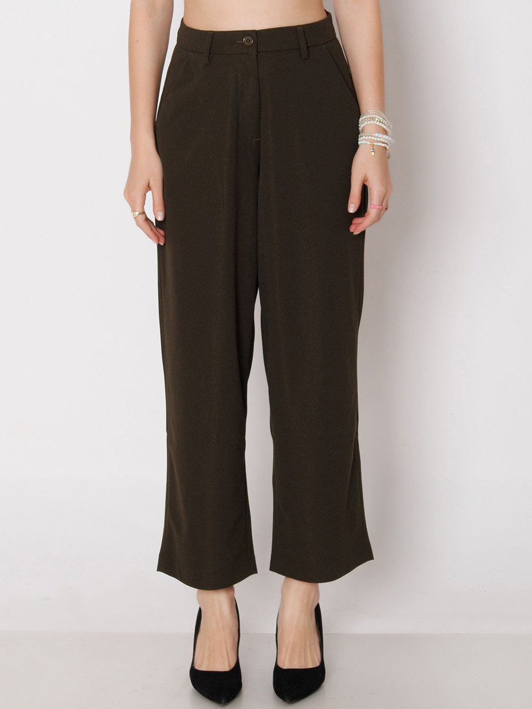 

Zink London Women High-Rise Pleated Trousers, Black