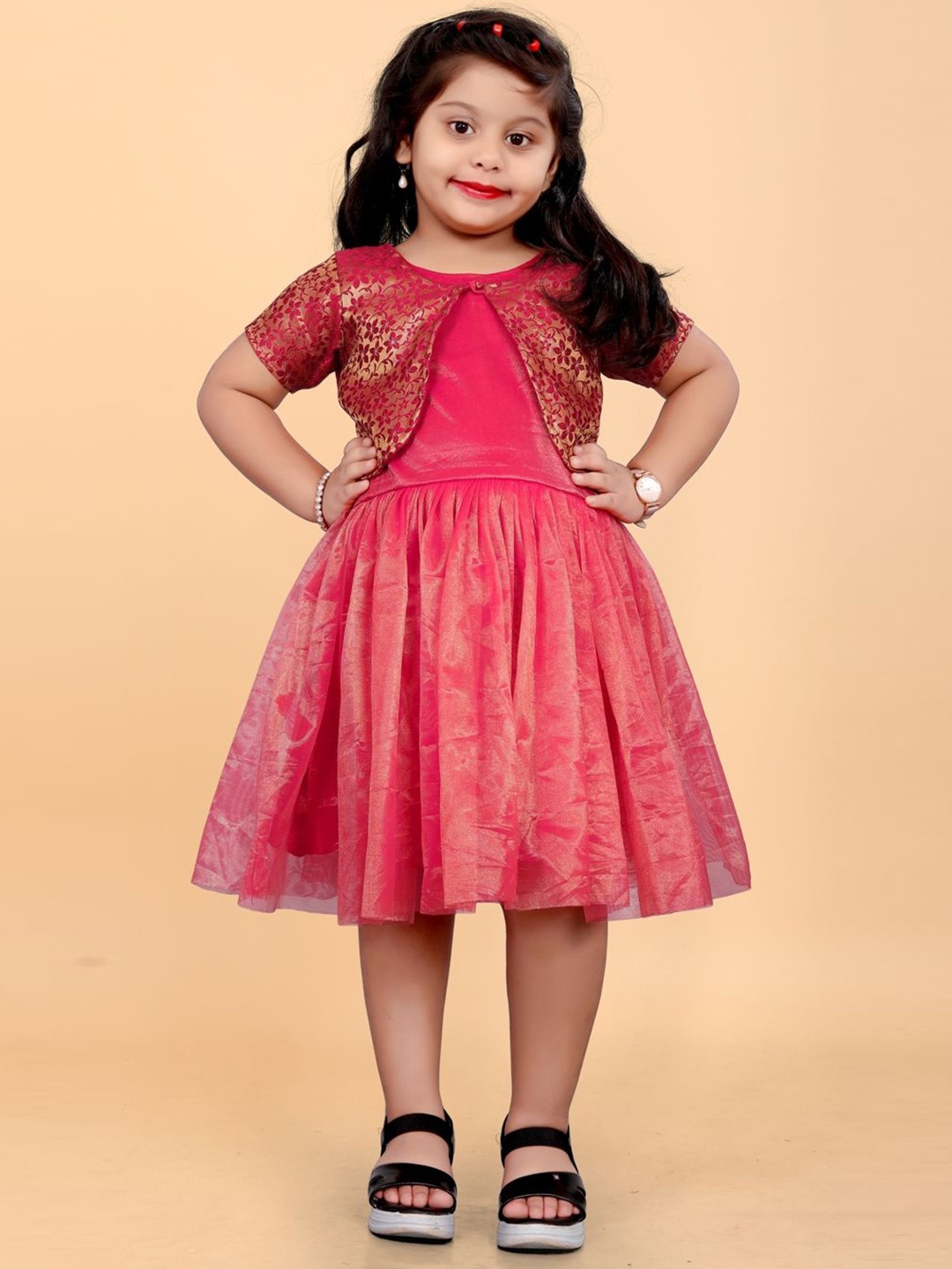 

Shrithi Fashion Fab Floral Printed Fit & Flare Dress, Pink