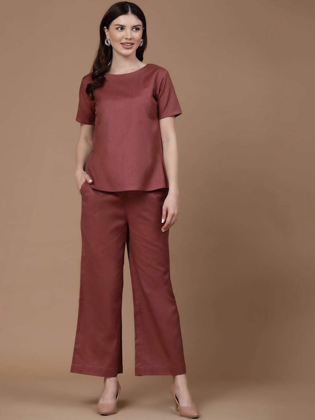 

MBeautiful Solid Linen-Blend Co-Ords, Taupe