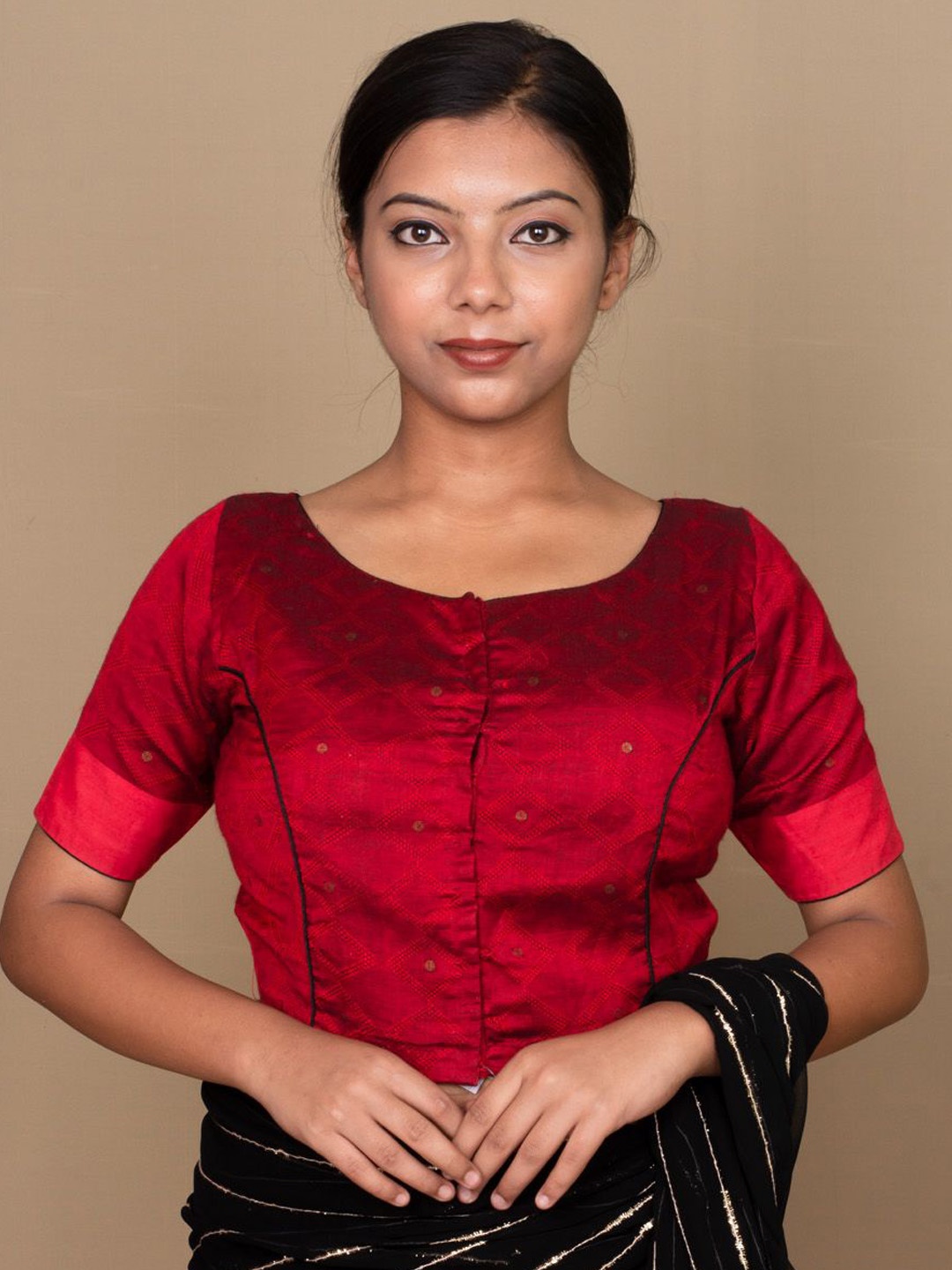 

SARIKA Cotton Short Sleeves Saree Blouse, Red