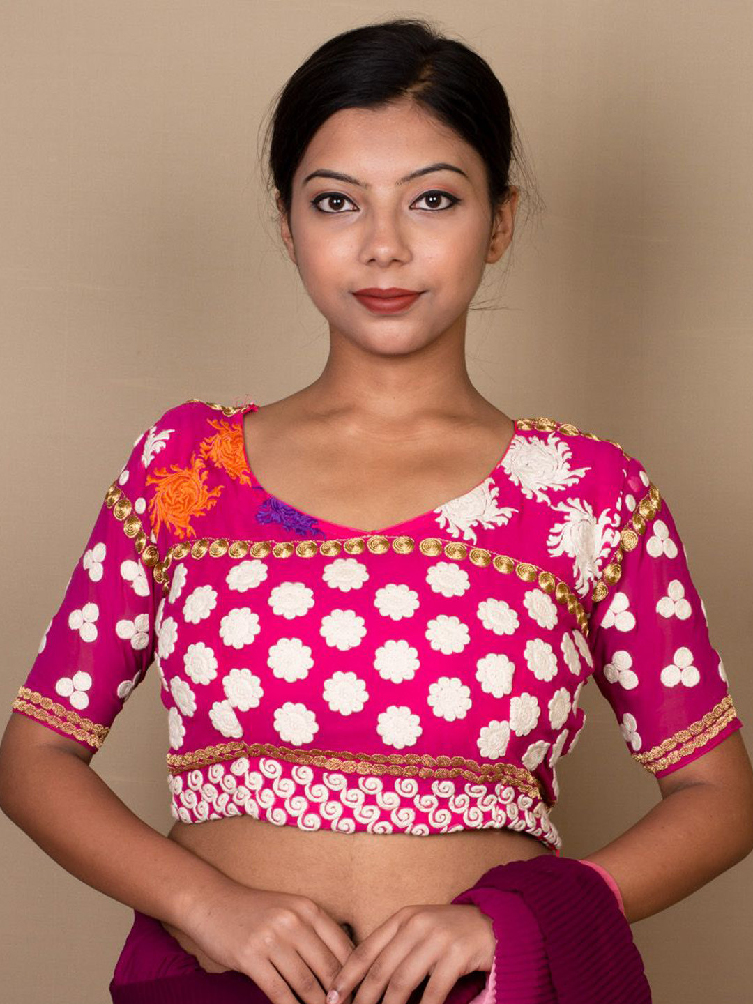 

SARIKA Embroidered Saree Blouse, Pink