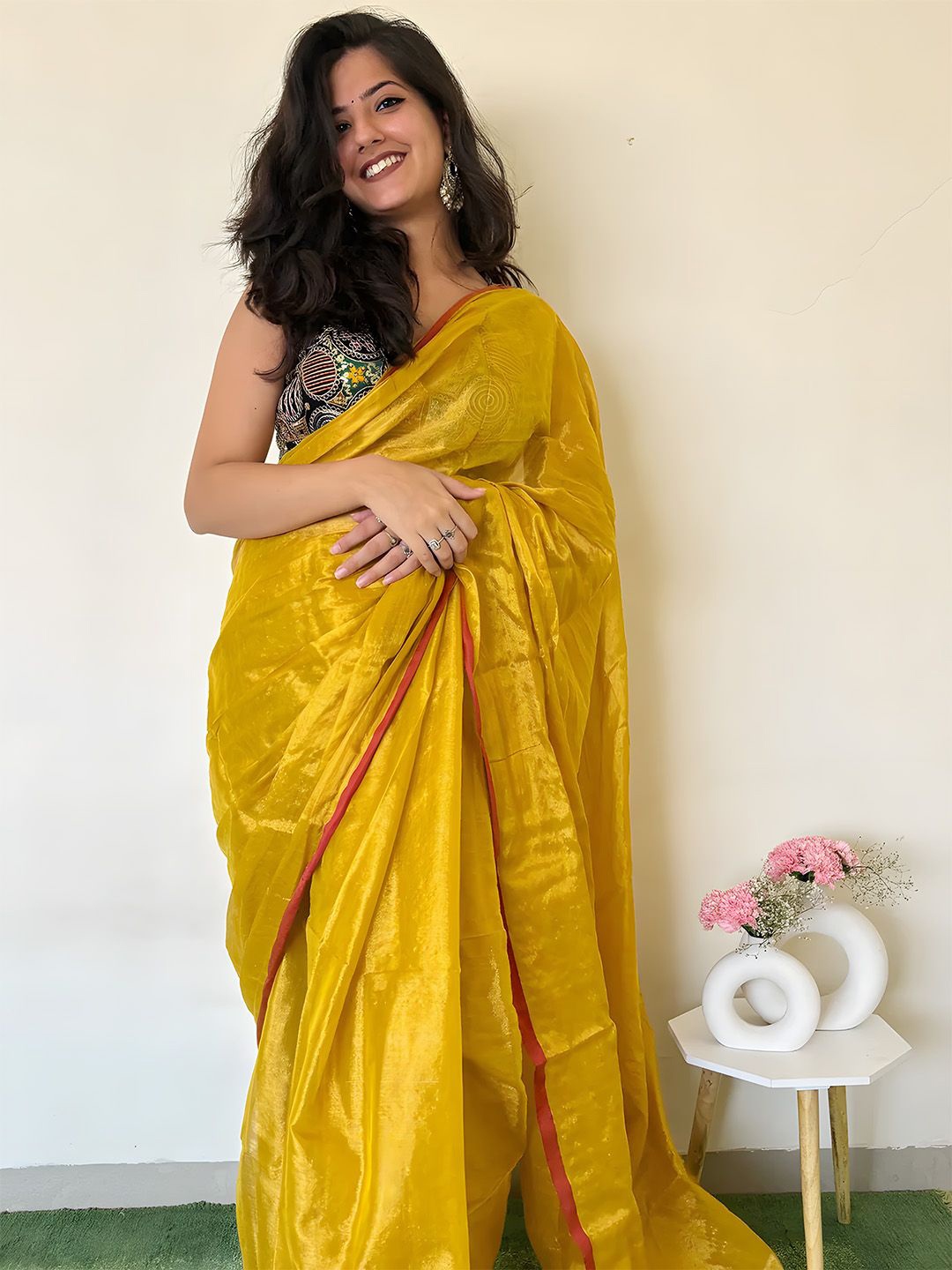 

Anouk Solid Tissue Saree, Mustard