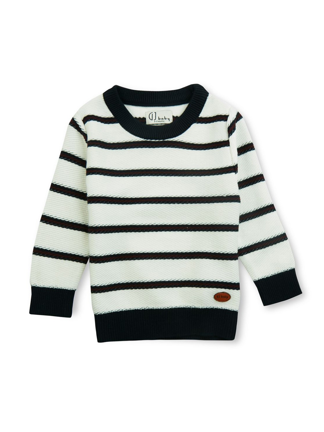 

GJ baby Girls Striped Woollen Pullover, White