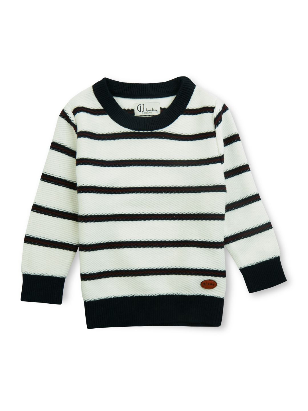 

GJ baby Girls Striped Woollen Pullover, White