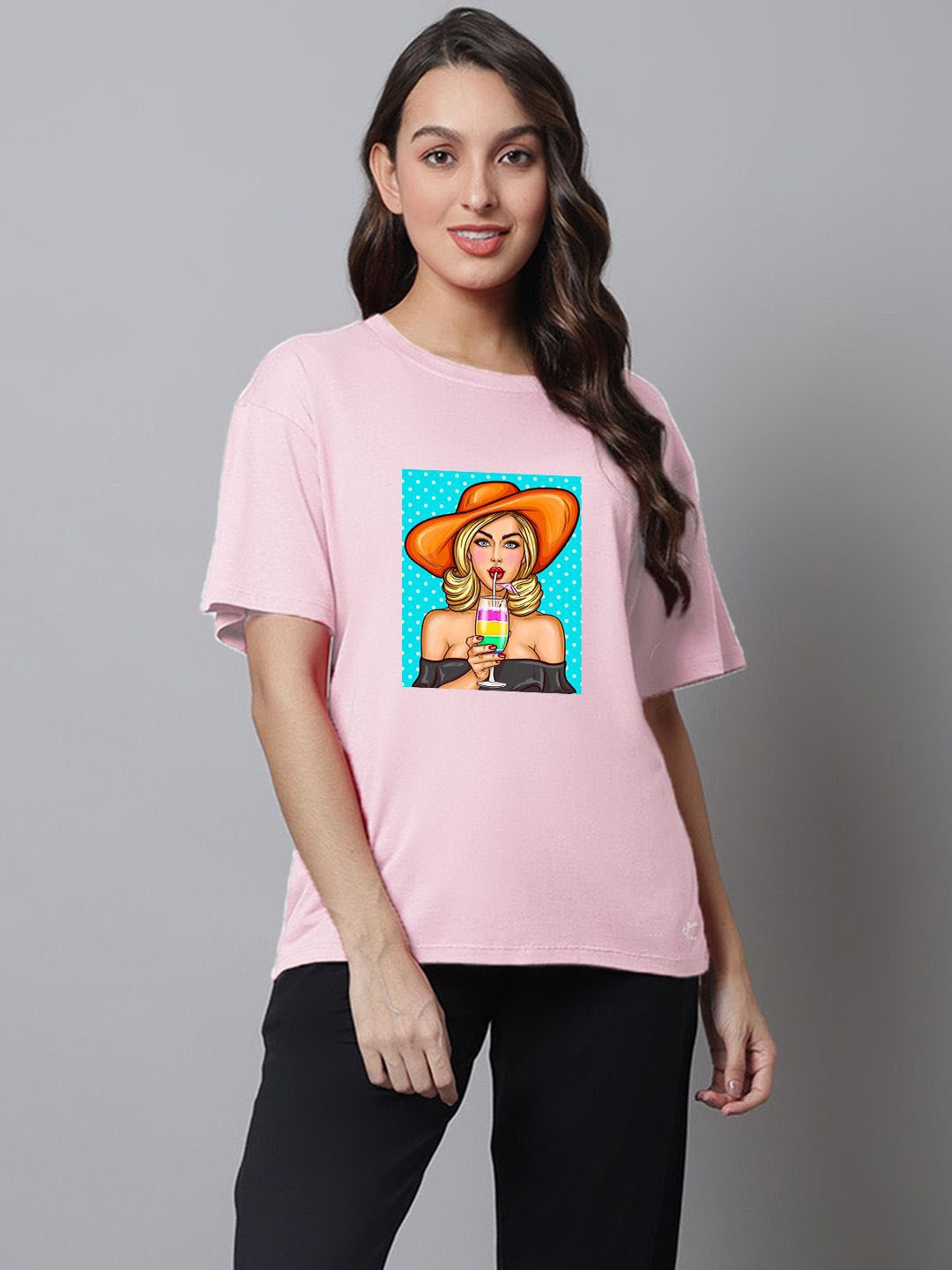 

Kanvin Printed Pure Cotton Lounge Tshirts, Pink