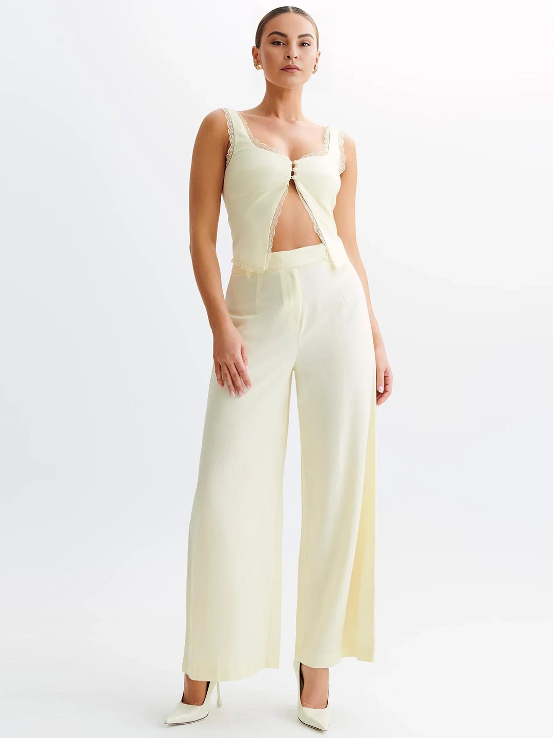 

Bee Boe Linen Maxi Longline Top, Yellow