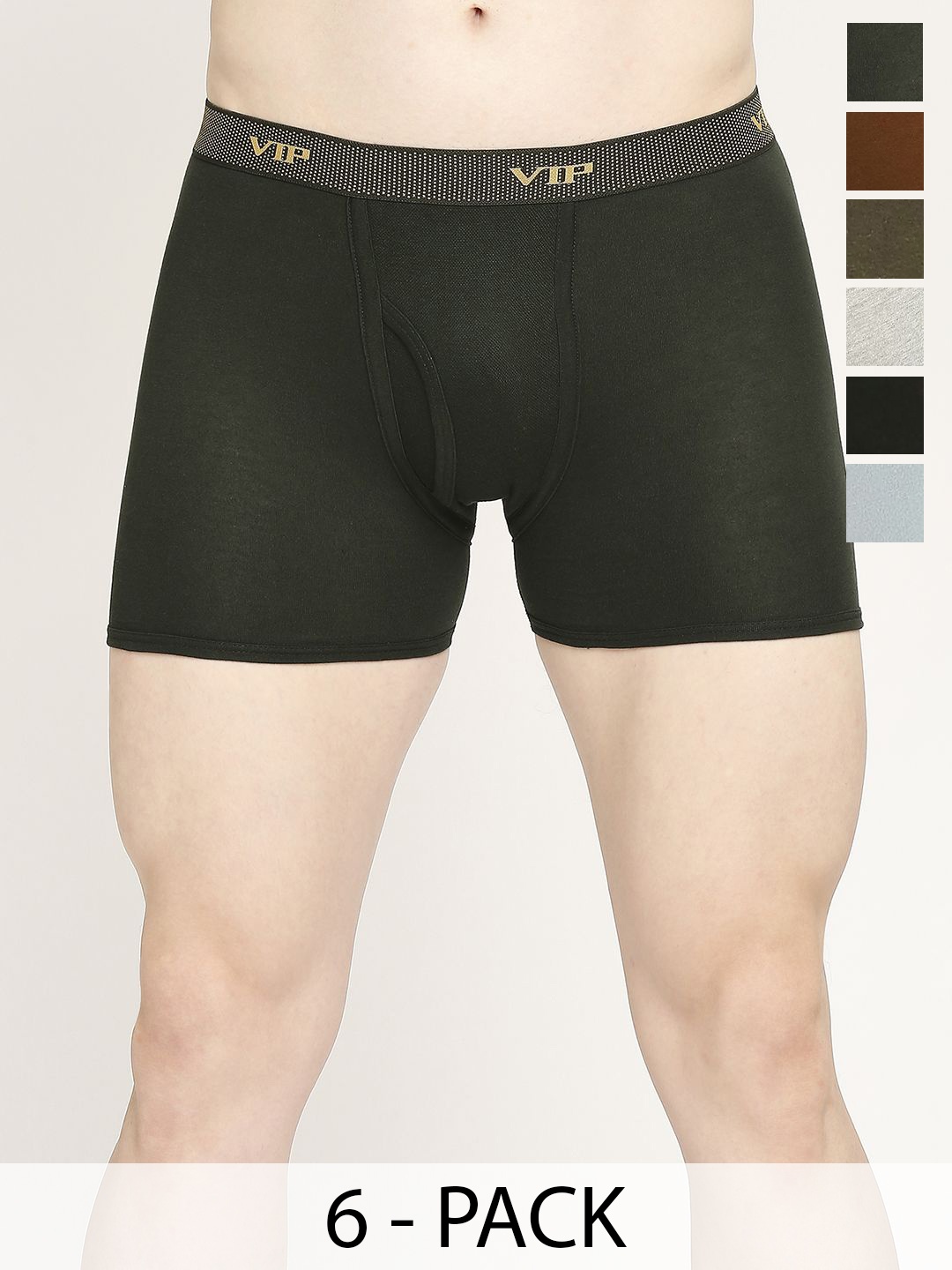 

VIP Pack Of 6 Men Assorted Cotton Breathability Trunks VP-MI-TR-FRESH-10P-PO6-90, Green
