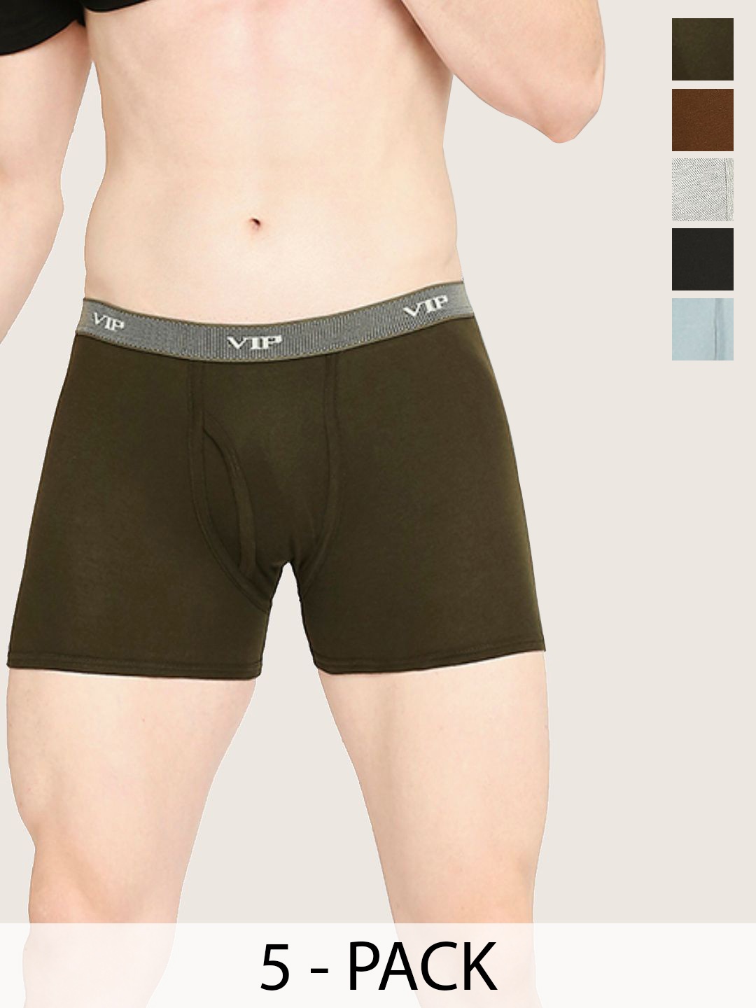 

VIP Pack Of 2 Snug Fit Breathability Trunks VP-MI-TR-FRESH-10P-PO2-110, Olive