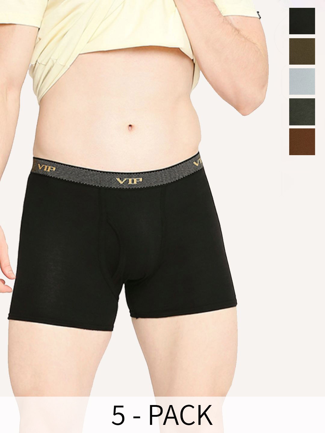 

VIP Pack Of 5 Snug Fit Breathability Trunks VP-MI-TR-FRESH-10P-PO5-80, Black