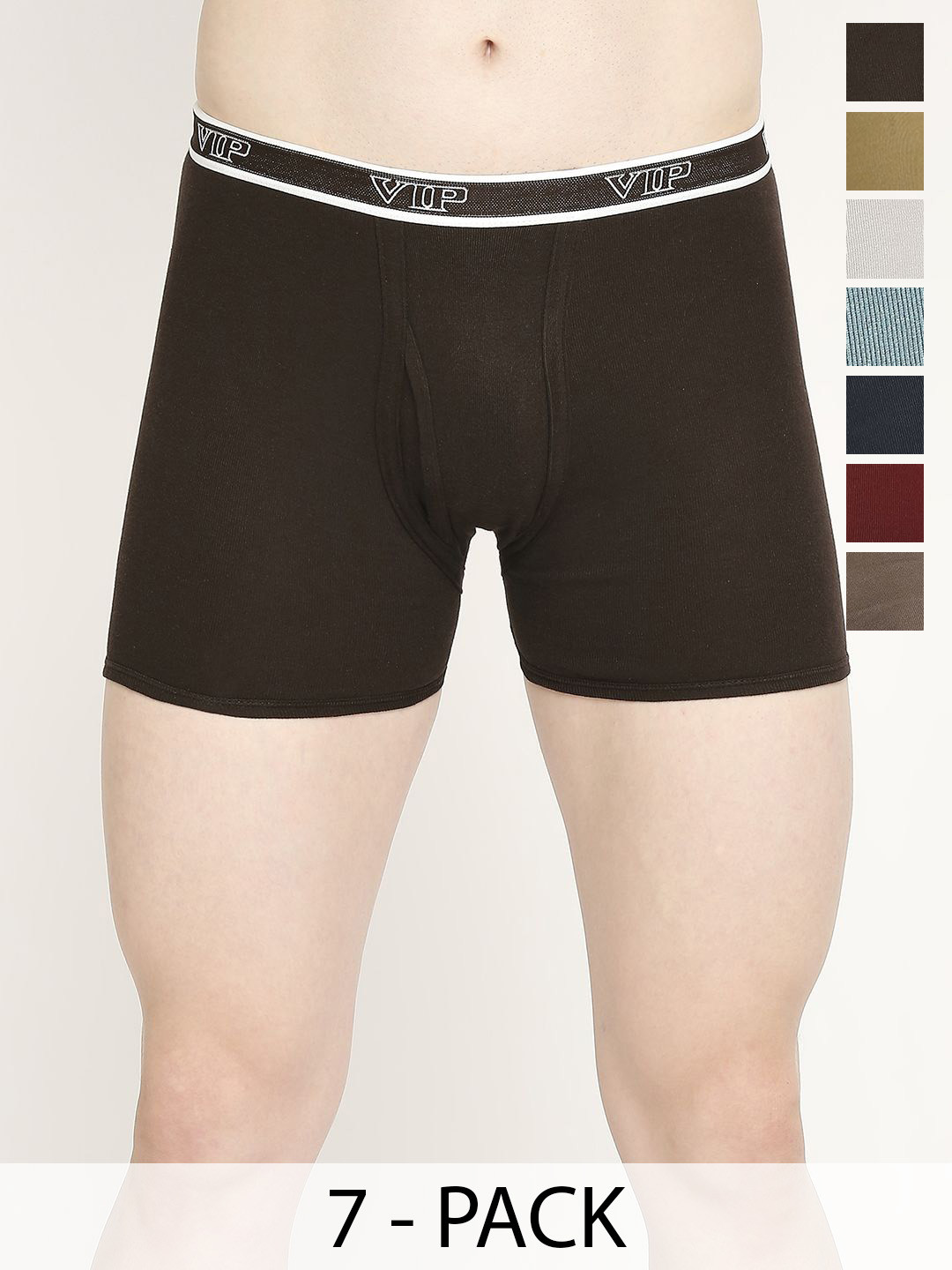 

VIP Men Pack Of 7 Snug Fit Breathability Trunks VP-MI-TR-COLOR-10P-PO4-110, Brown