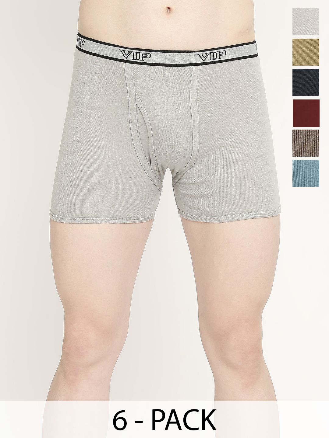 

VIP Pack Of 6 Assorted Breathability Trunks VP-MI-TR-COLOR-10P-PO6-80, Grey