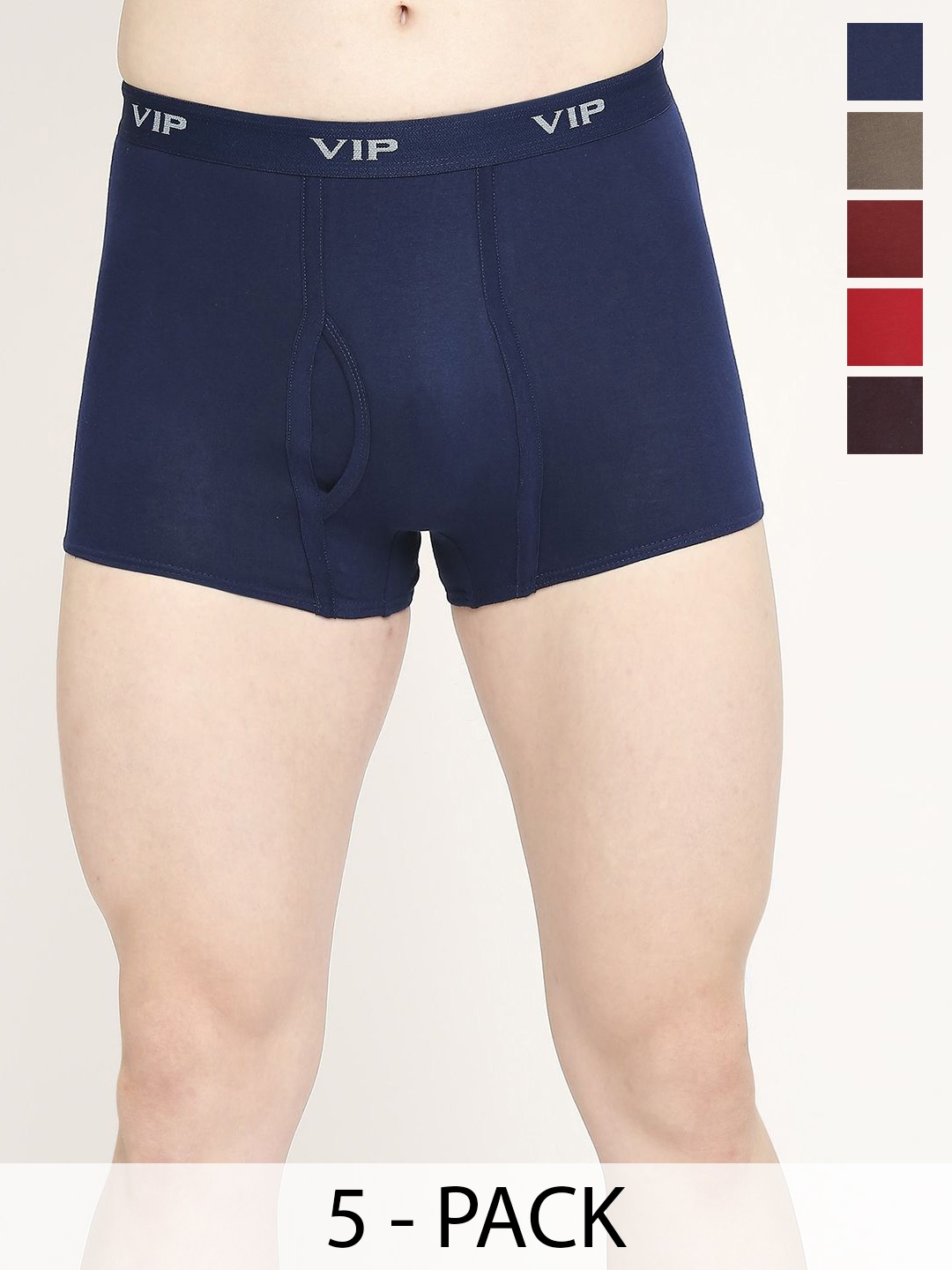 

VIP Pack Of 5 Cotton Snug Fit Breathability Trunks VP-MI-TR-PUNCH-10P-PO5-95, Brown