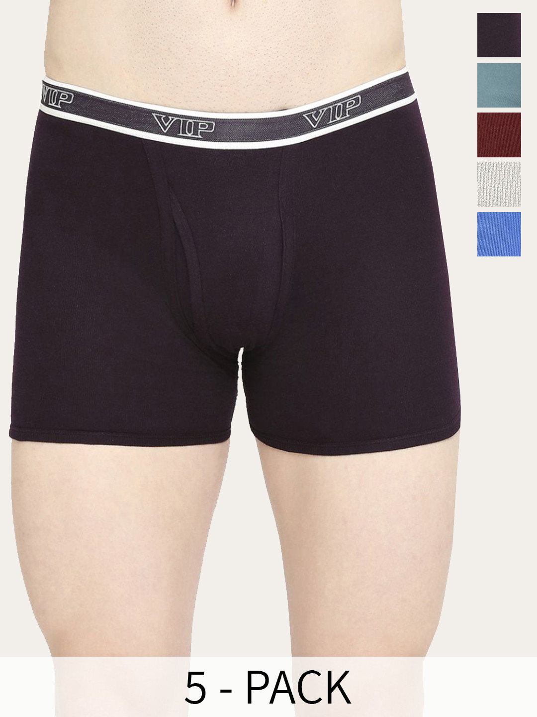 

VIP Men Pack Of 5 Snug Fit Breathability Trunks VP-MI-TR-COLOR-10P-PO2-110, Blue