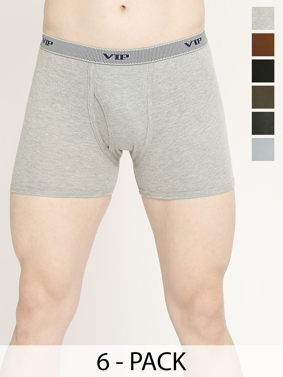 

VIP Pack Of 6 Men Breathability Trunks VP-MI-TR-FRESH-10P-PO6-110, Grey