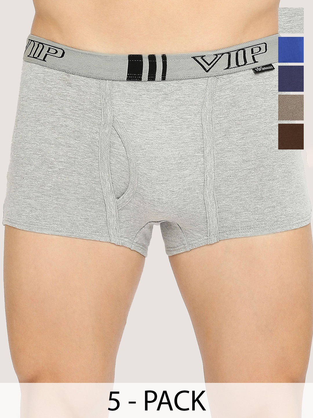 

VIP Pack Of 5 Assorted Breathability Trunks VP-MI-TR-BRDPL-10P-PO4-110, Grey