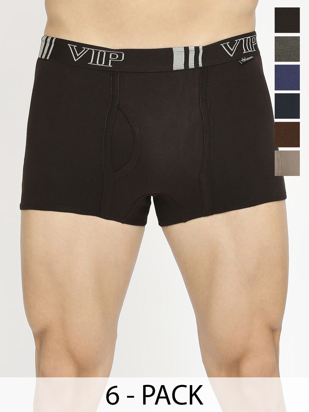 

VIP Men Pack Of 6 Snug Fit Breathability Trunks VP-MI-TR-BRDPL-10P-PO6-80, Black