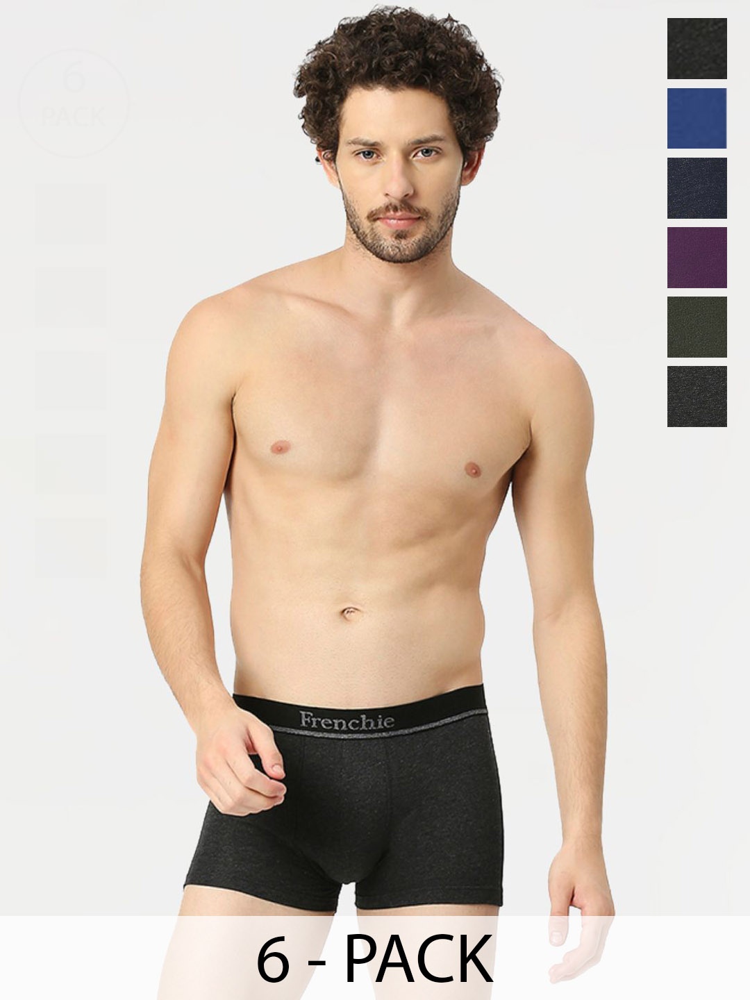 

FRENCHIE Men 6 Pcs Solid Cotton Breathability Trunks FR-MI-TR-ELMTS-2X5-PO4-S, Assorted
