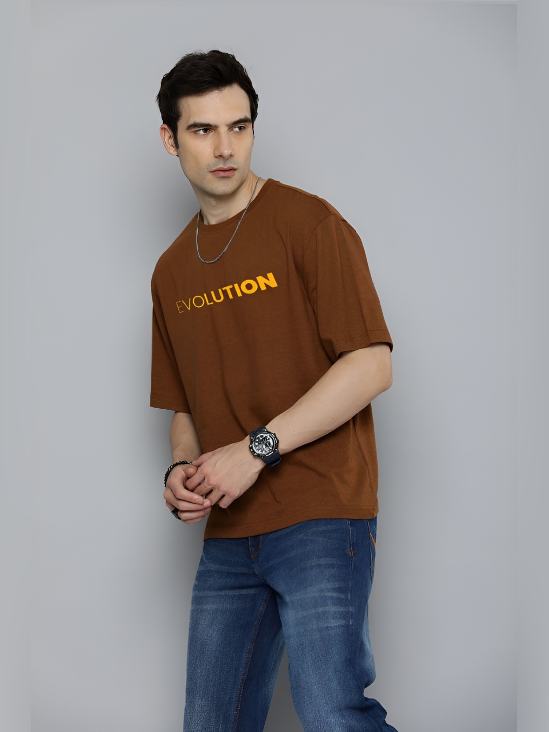 

R.Code by The Roadster Life Co. Men Typography Printed T-shirt, Mustard