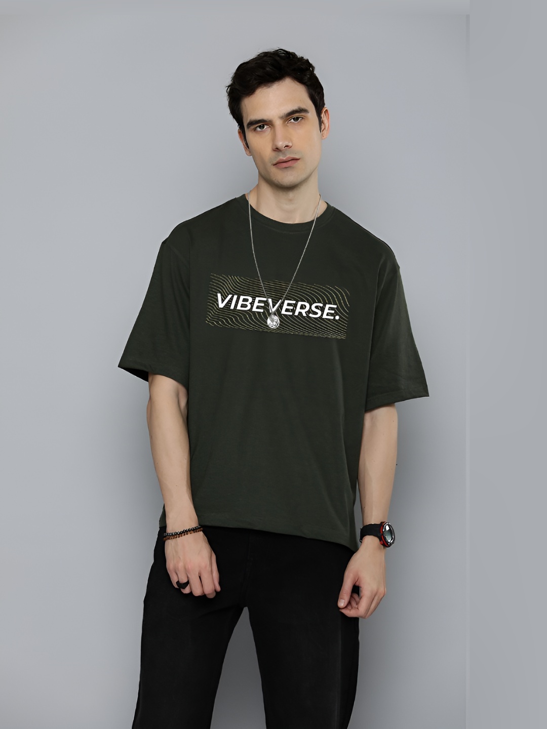 

R.Code by The Roadster Life Co. Men Typography T-shirt, Olive