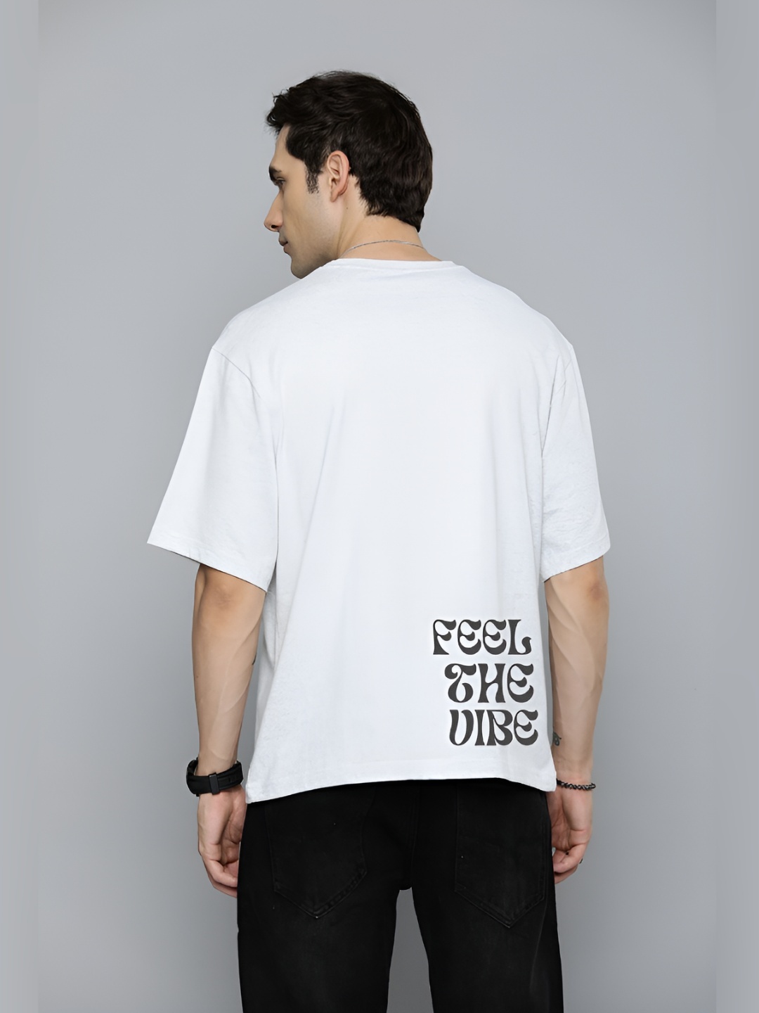 

R.Code by The Roadster Life Co. Men Printed Oversize T shirt, White