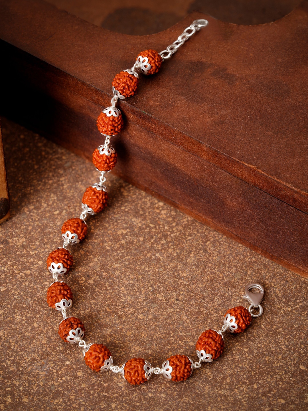 

JewelYaari Men 925 Sterling Silver Rhodium-Plated Beaded Link Bracelet