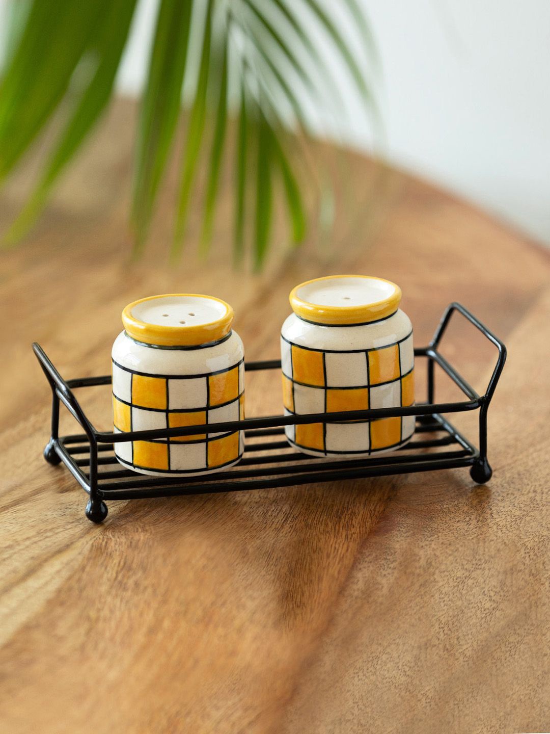 

ExclusiveLane Shatranj Manch Yellow & White 2 Pieces Printed Ceramic Salt & Pepper Shaker