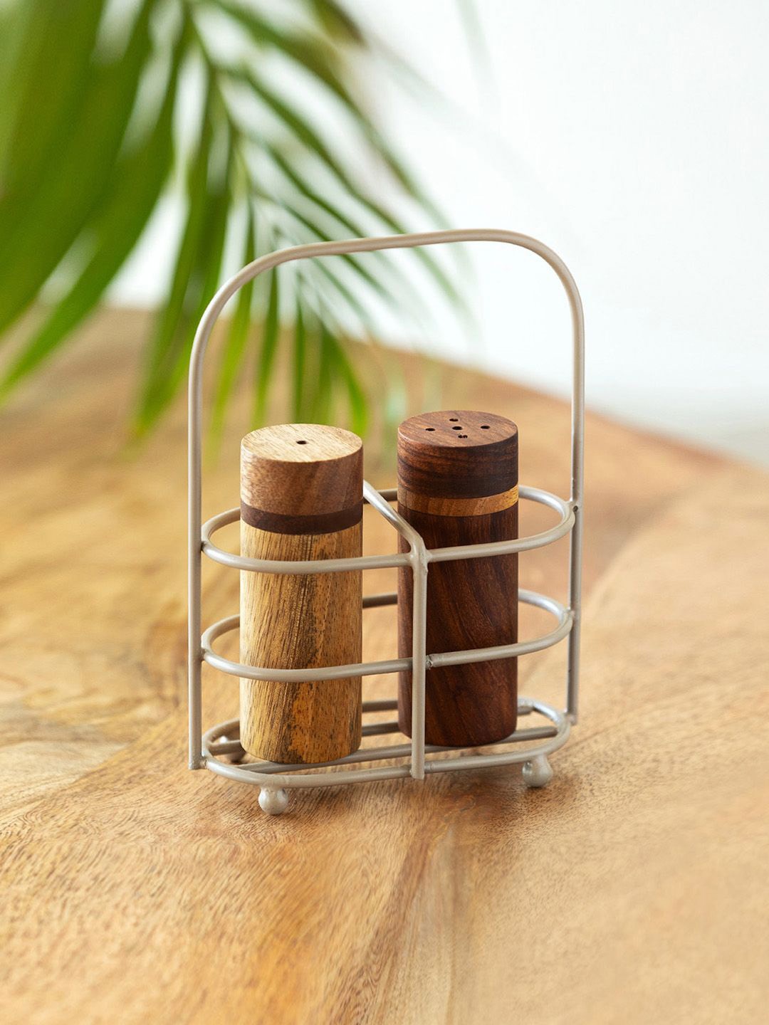 

ExclusiveLane Brown & Tan 3 Pieces Wooden Salt & Pepper Shakers 45 ml