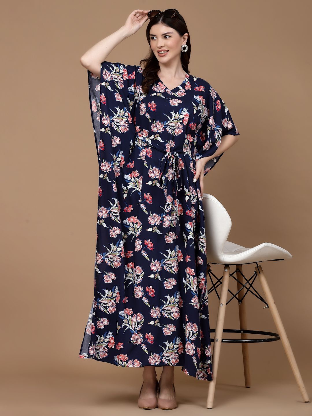 

MBeautiful Printed Maxi Nightdress, Navy blue