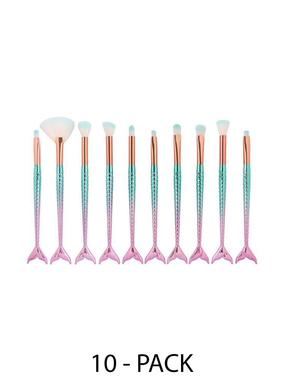 

FAVON Set Of 10 Professional Mermaid Shaped Makeup Brushes, Multi
