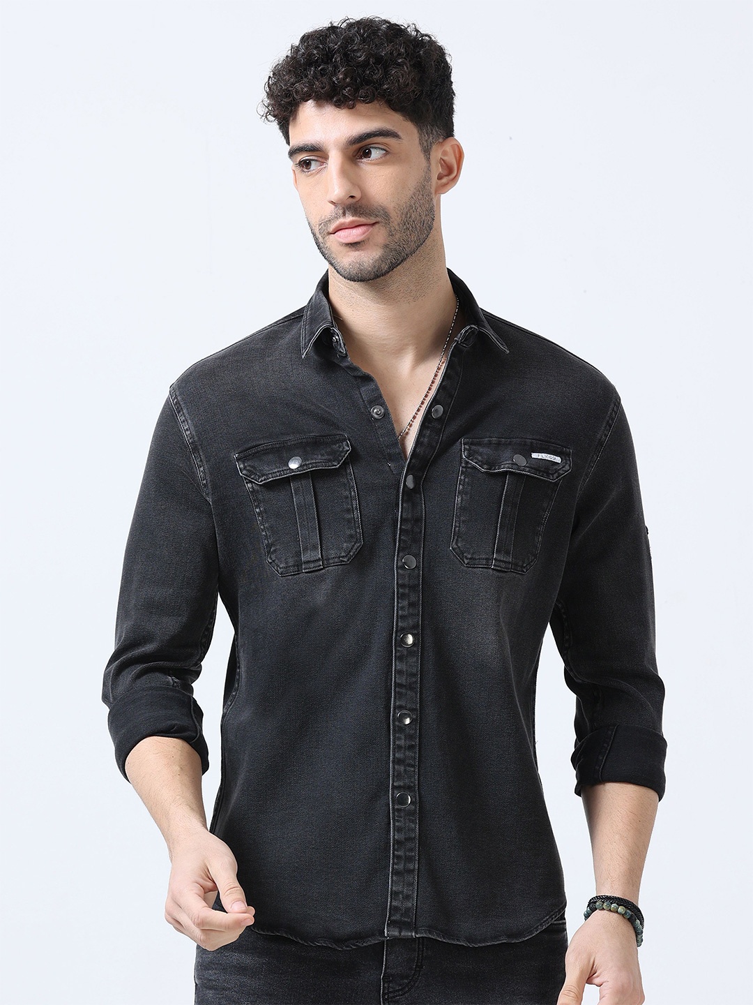 

FLY 69 Men Slim Fit Opaque Casual Shirt, Black
