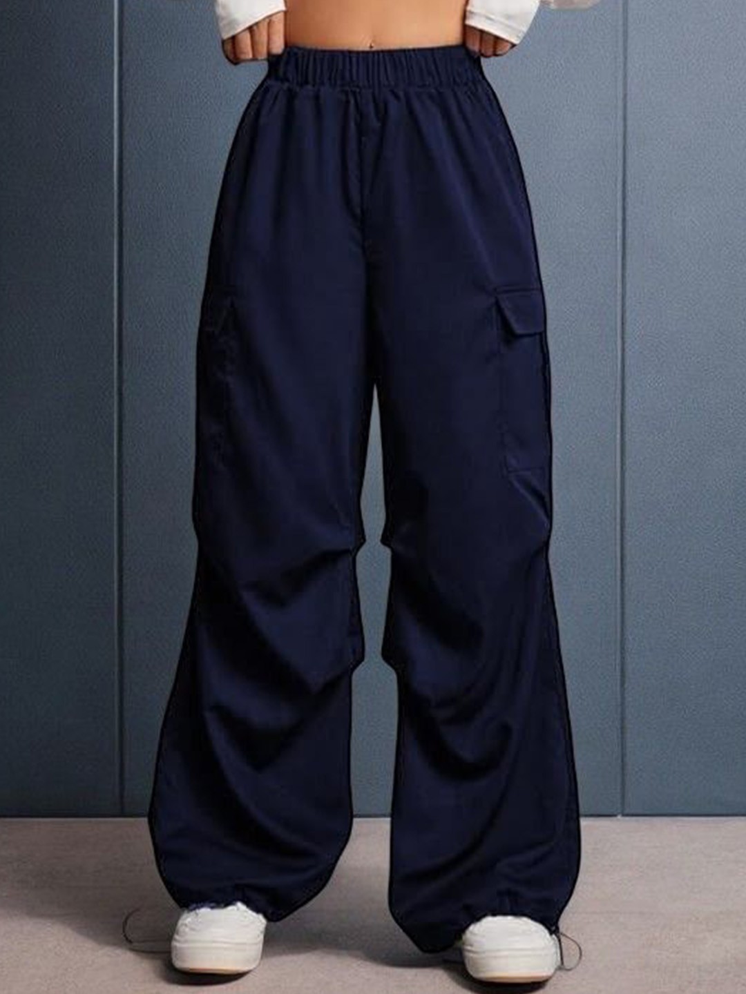 

TABADTOD Women Relaxed Baggy Loose Fit Easy Wash Trousers, Navy blue