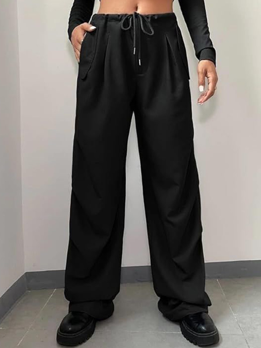 

TABADTOD Women Relaxed Loose Fit Easy Wash Trousers, Black