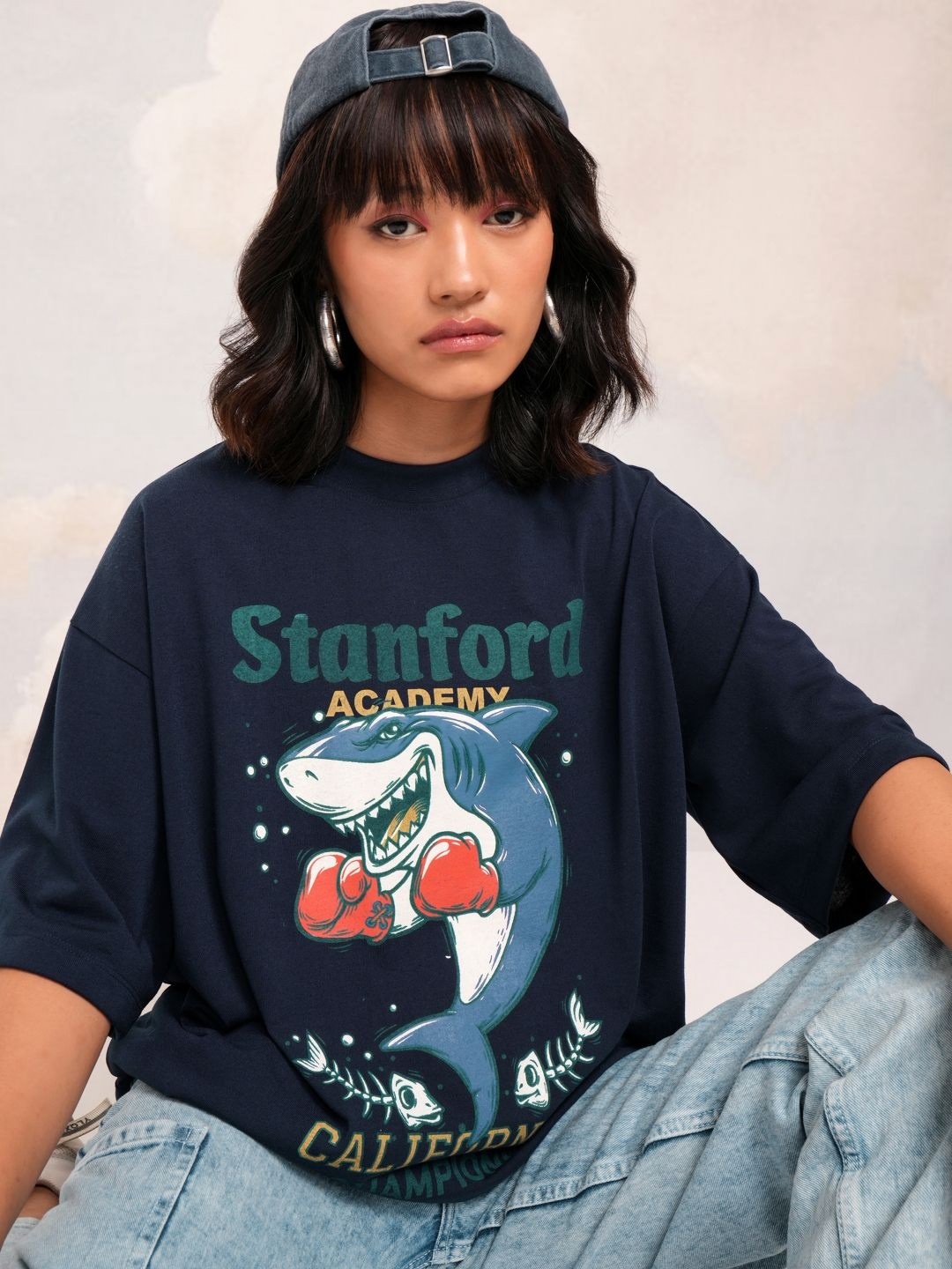 

Tokyo Talkies Women Typography Printed T-shirt, Navy blue