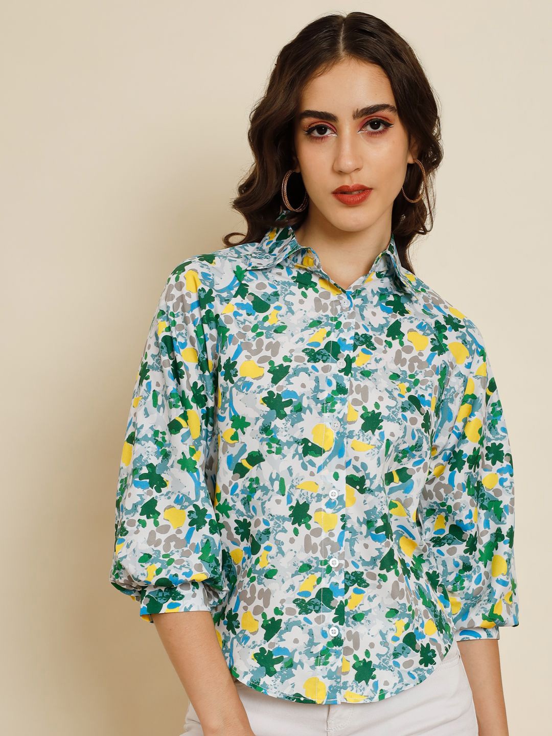 

TANDUL Women Standard Floral Printed Casual Shirt, Green