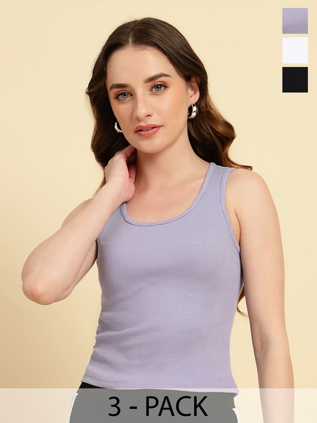 

UnaOne Women Cotton Solid Tank Top, White