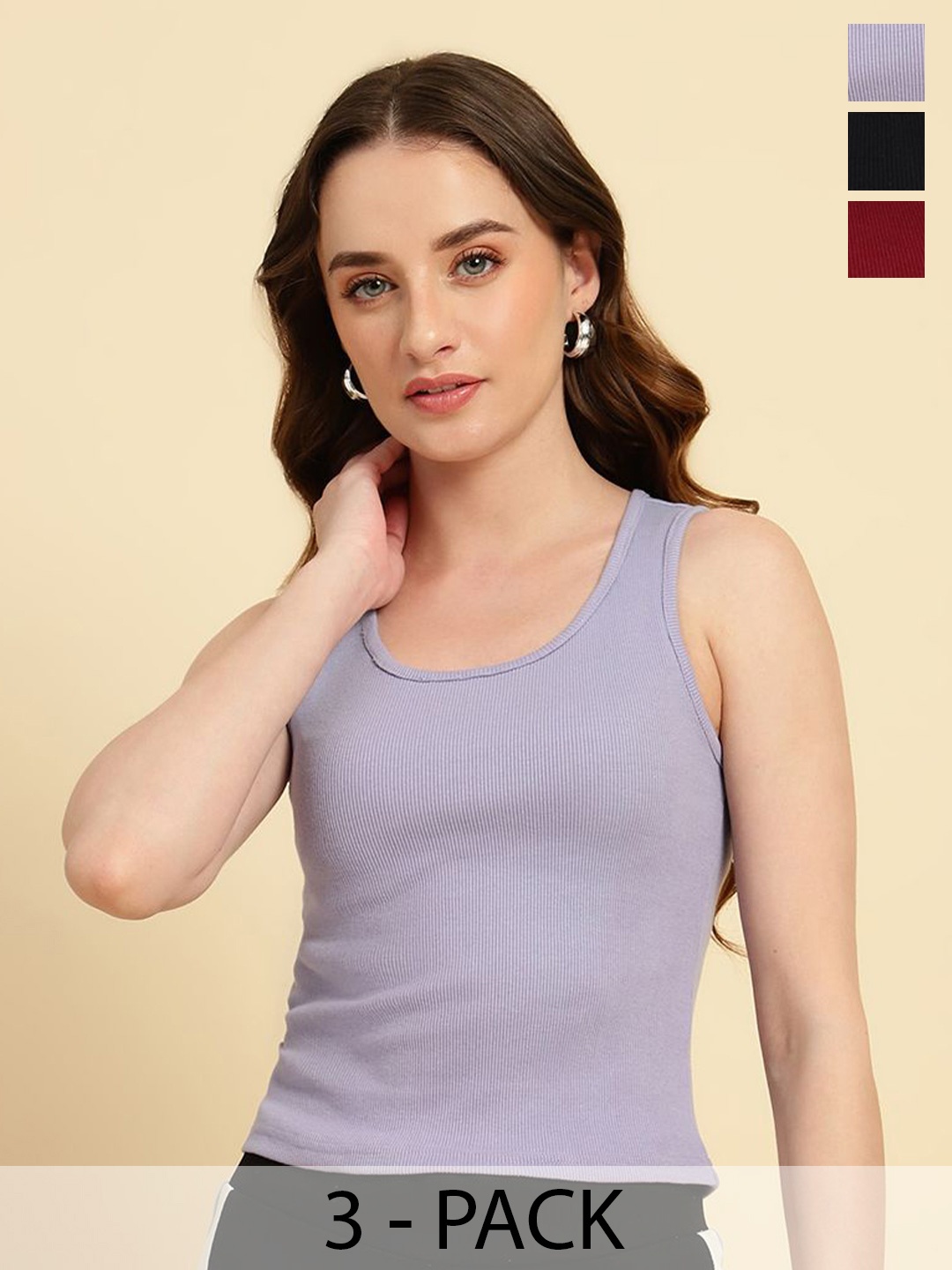 

UnaOne Cotton Tank Solid Top, Lavender