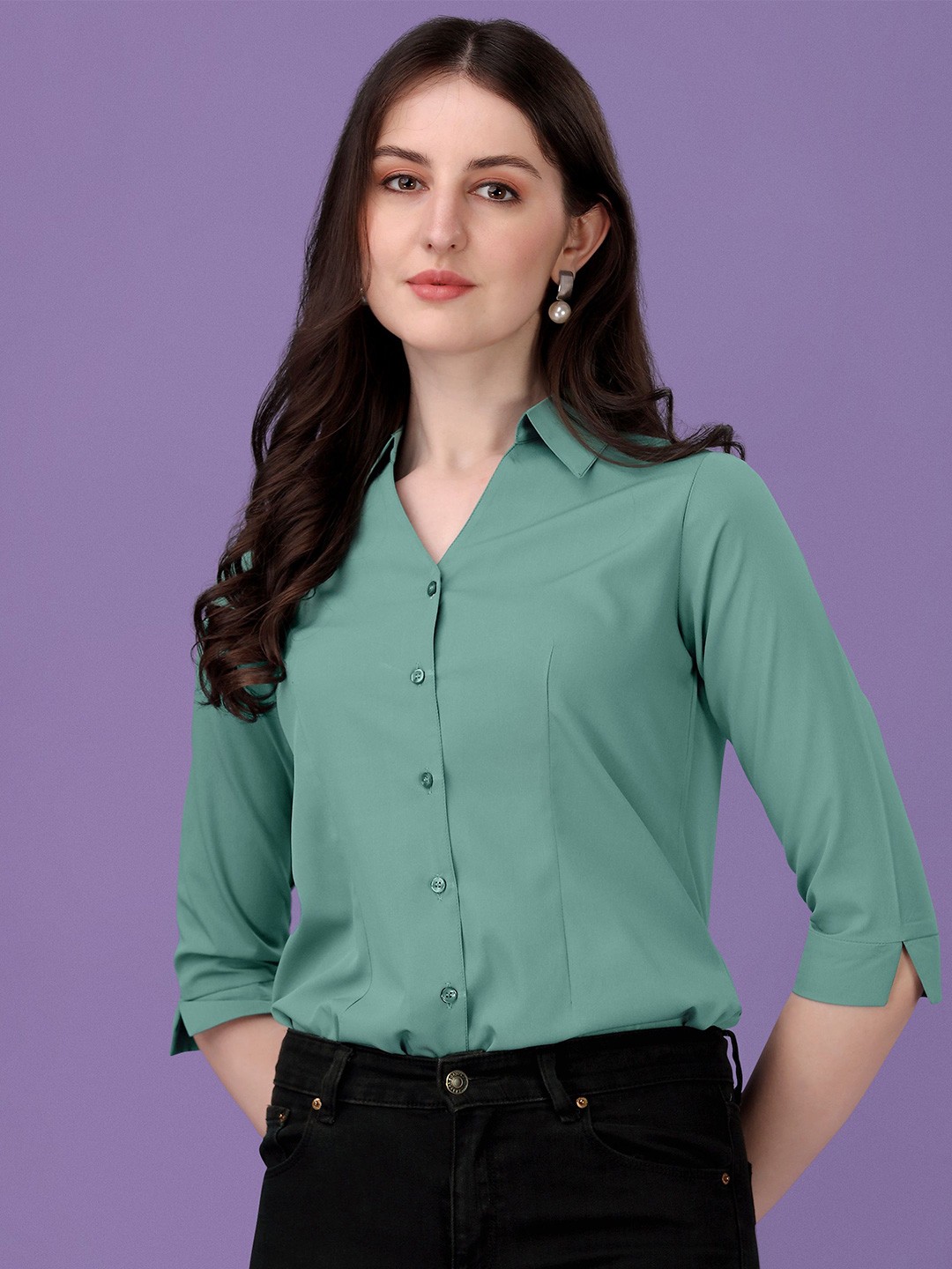 

SHEETAL Associates Women Relaxed Opaque Casual Shirt, Green