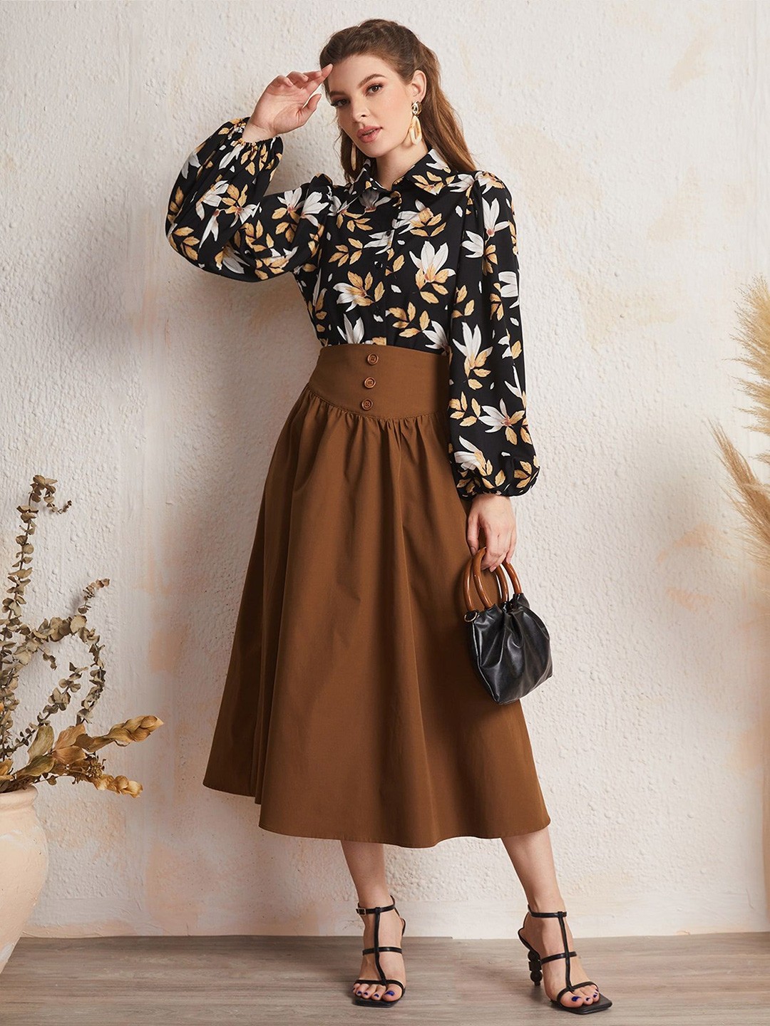 

SHEETAL Associates Women Relaxed Floral Opaque Printed Casual Shirt, Black