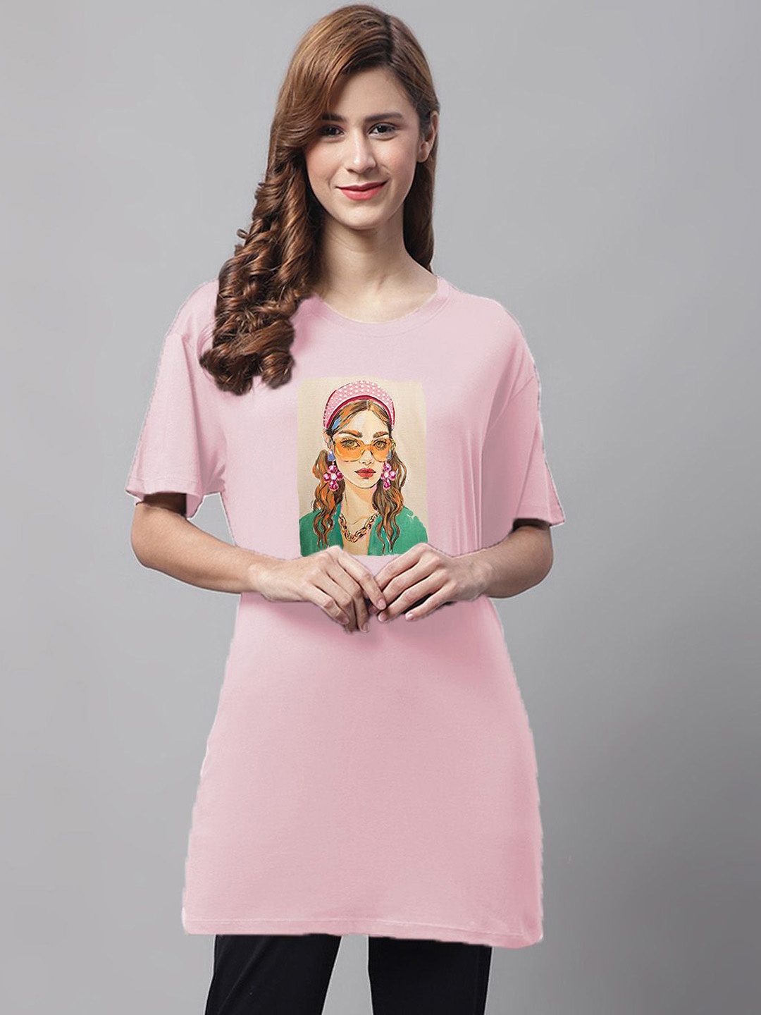 

Kanvin Printed Pure Cotton Lounge Tshirts, Pink