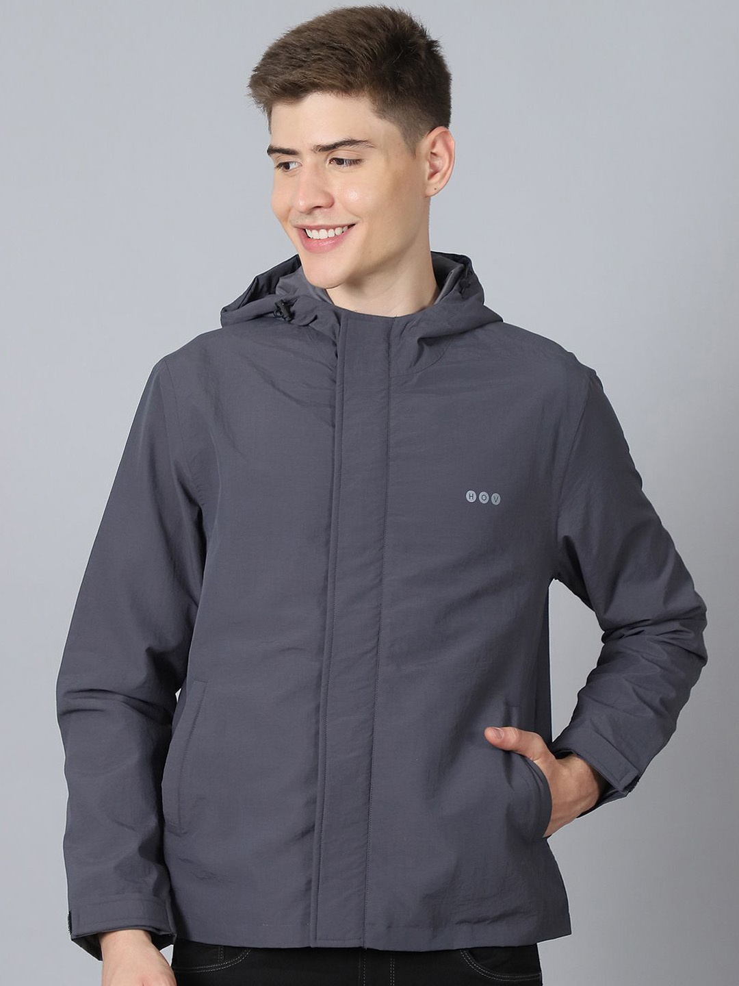 

HOUSE OF VEDAS Hooded Waterproof Rain Jacket, Grey