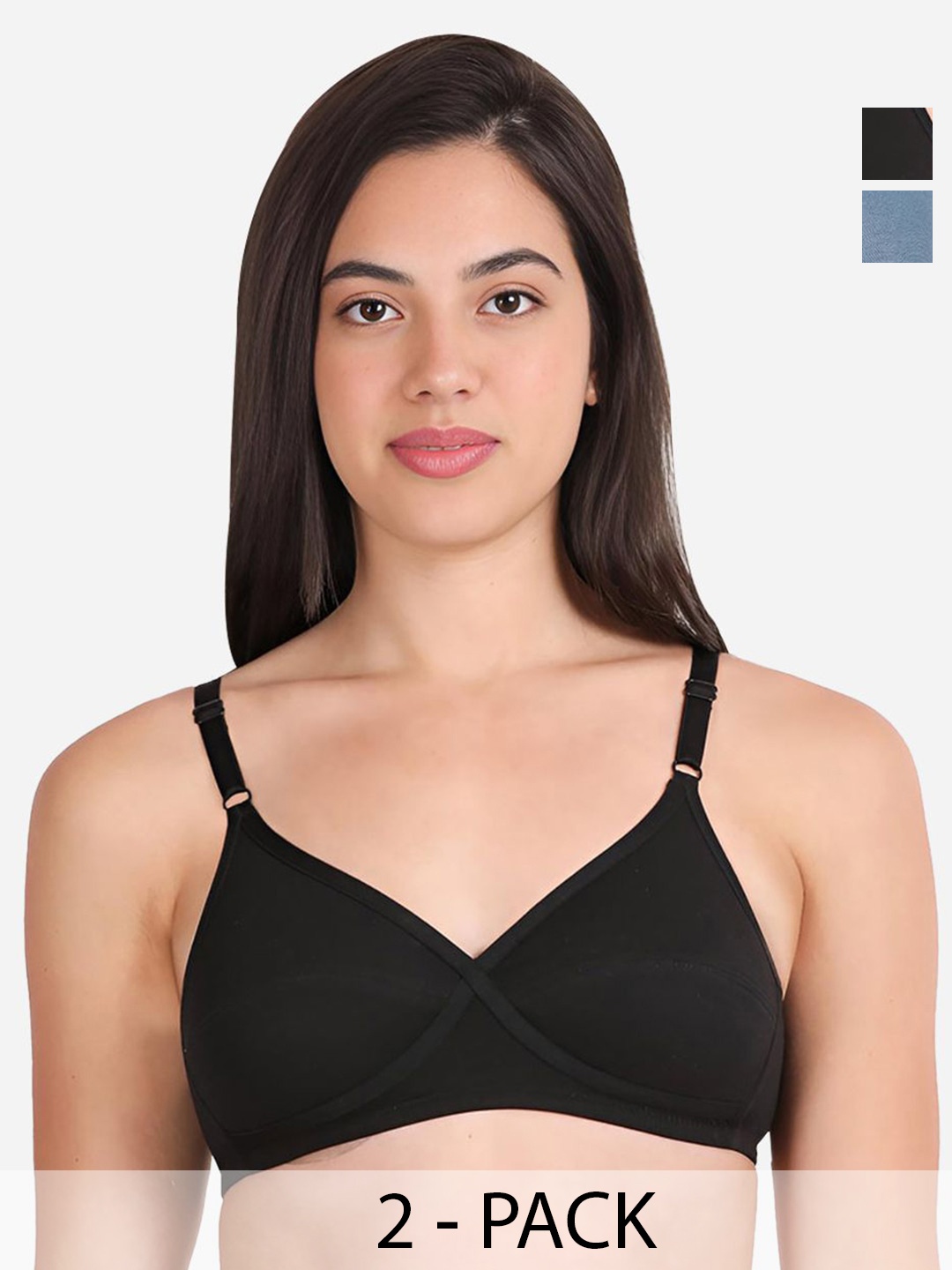 

Susie Pack Of 2 Women Medium Coverage Bra, Black