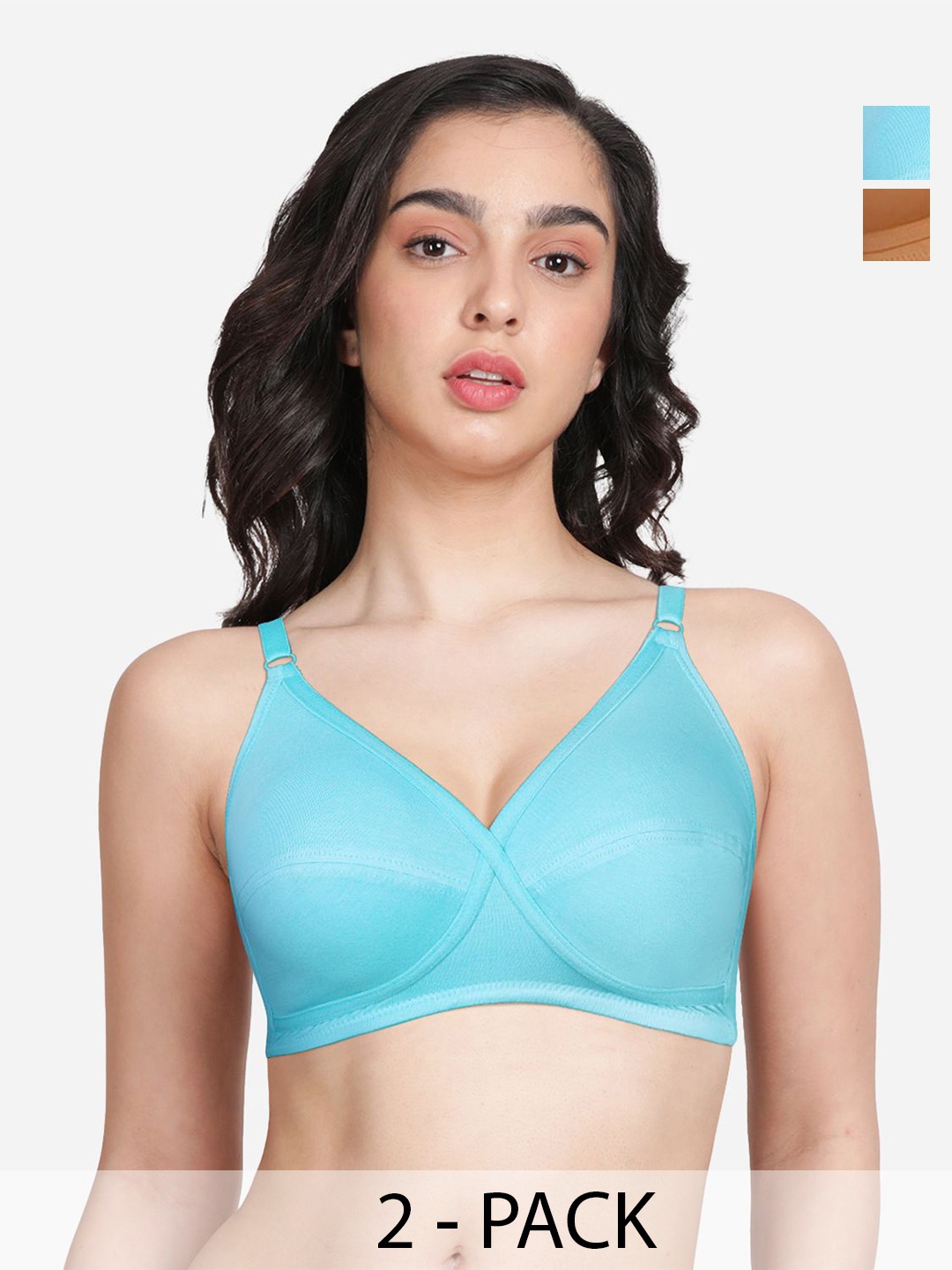 

Susie Bra Medium Coverage Non Padded T-Shirt Bra Pack of 2, Blue