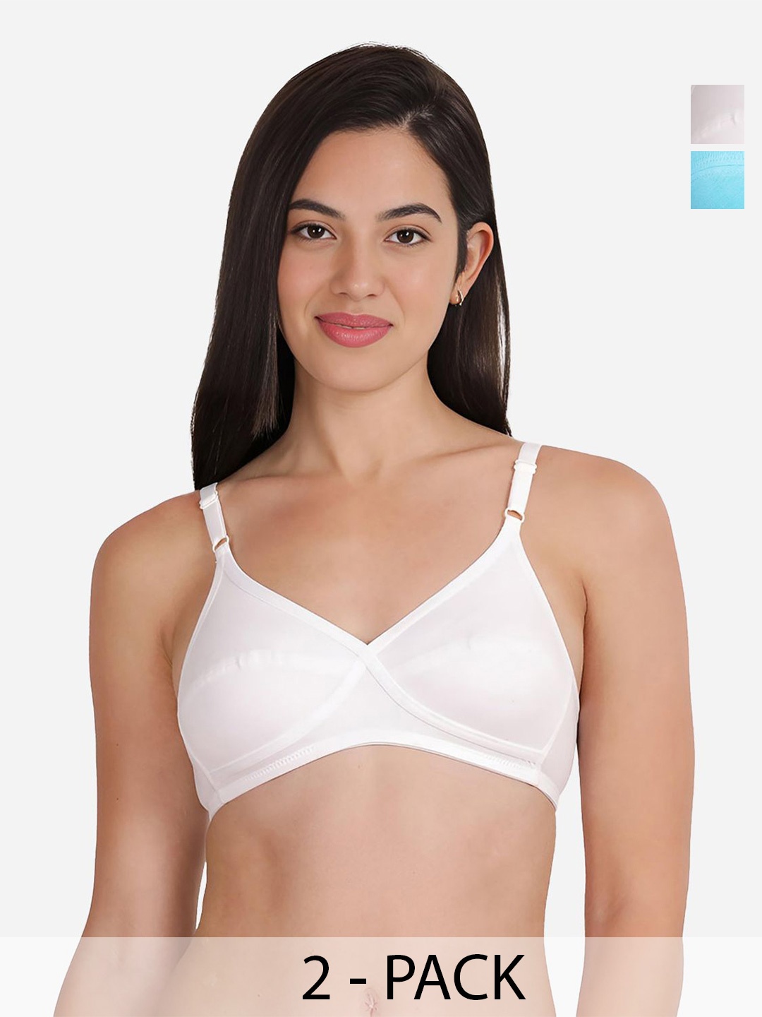 

Susie Pack Of 2 Medium Coverage Cut and Sew Non Padded Bra, White