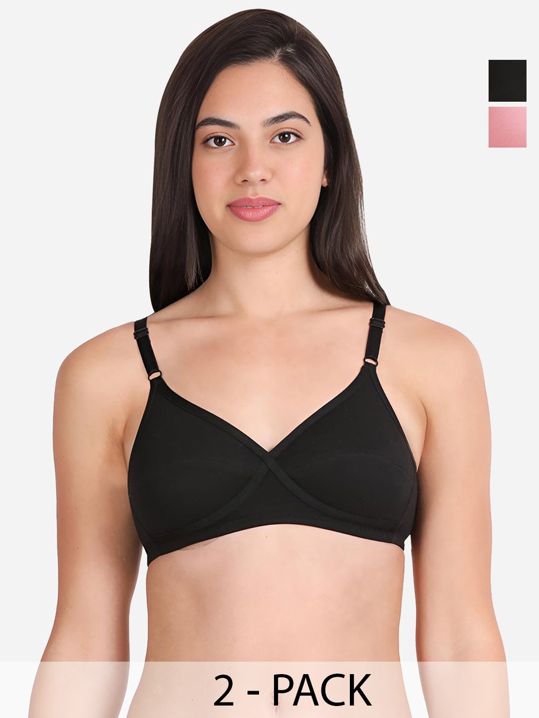 

Susie Pack Of 2 Solid Medium Coverage Bra, Black