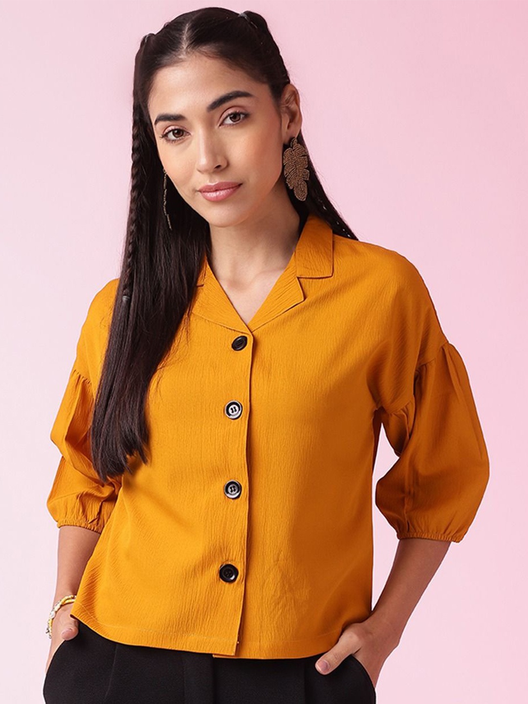

DressBerry Women Shirt Style Top, Mustard