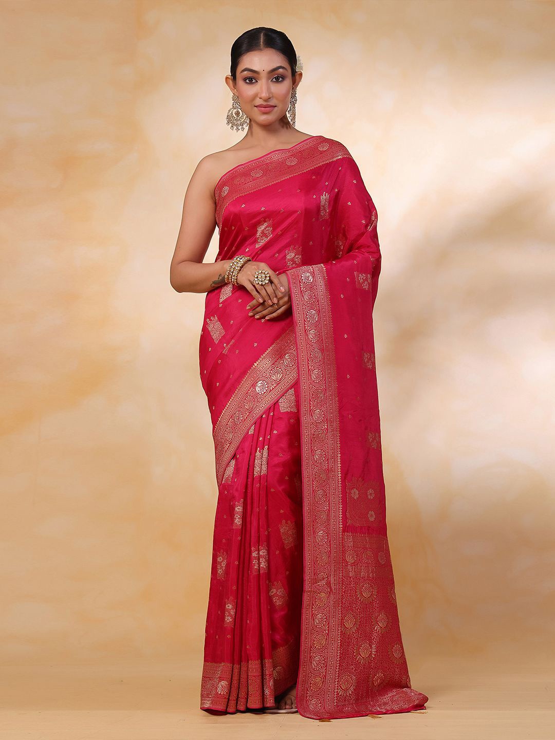 

saree.com Woven Designed Zari Saree, Pink