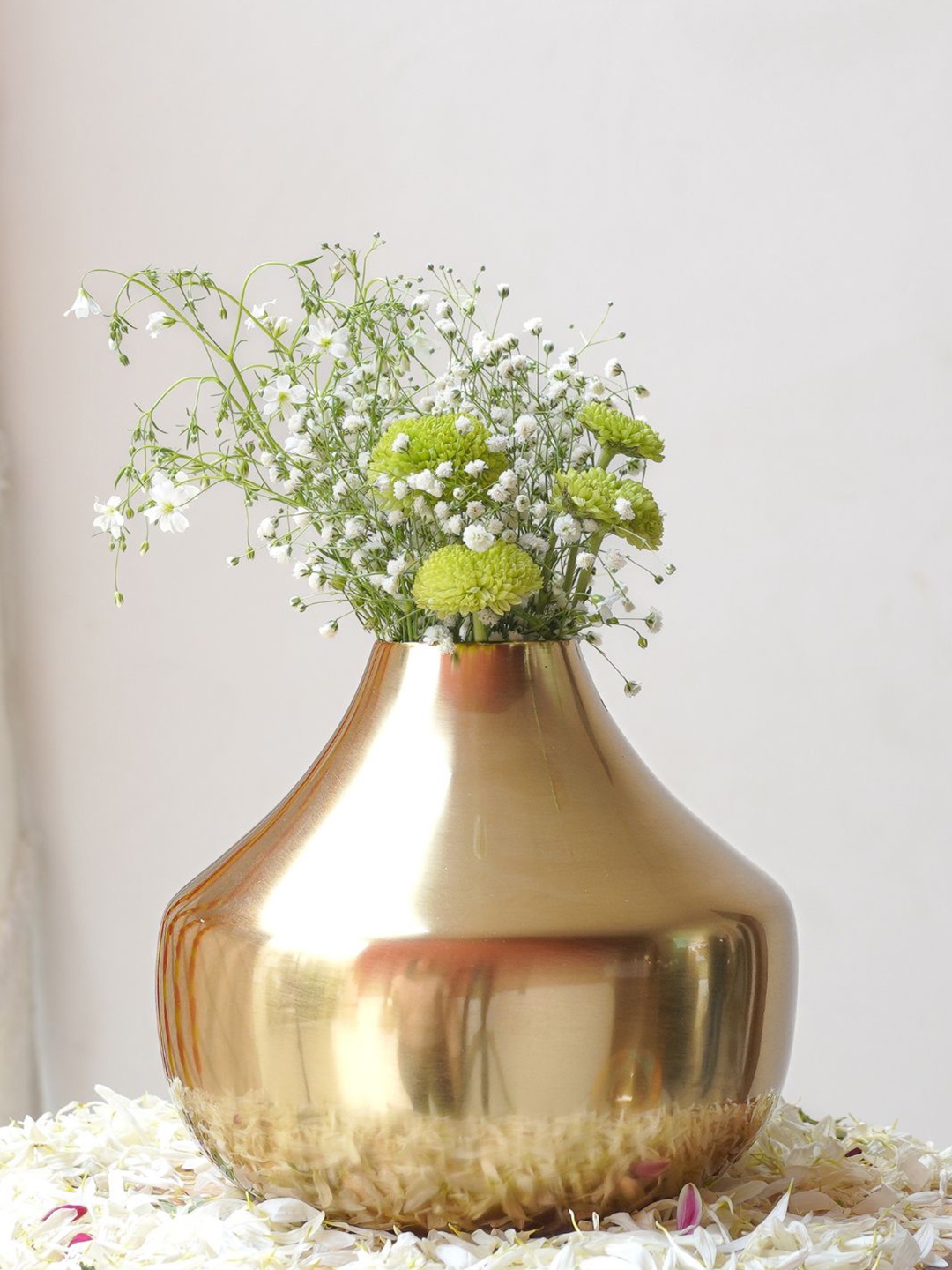 

BEHOMA Glossy Golden Metal Bud Shape Large Flower Vase, Gold